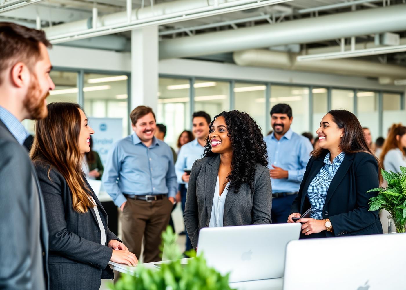 Diverse team of office professionals at a corporate wellness event